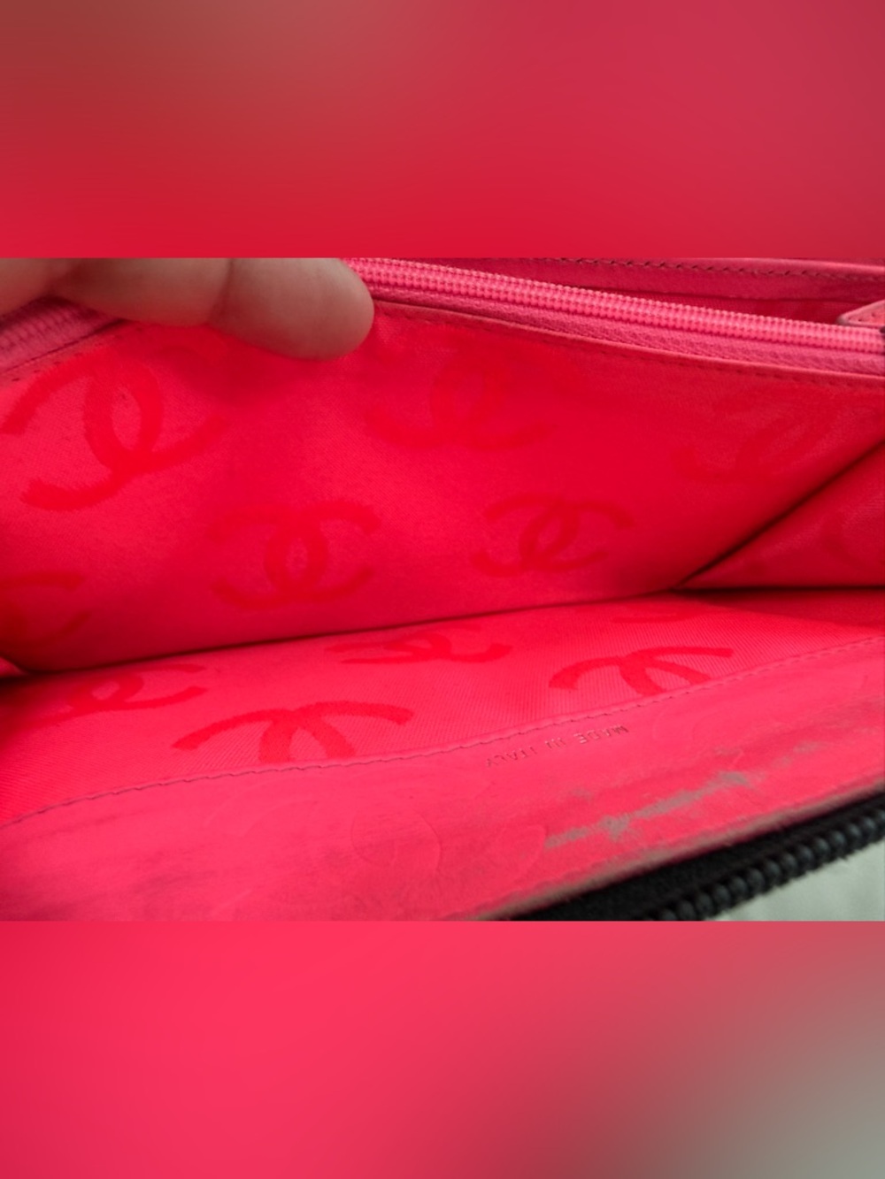 CHANEL Cambon Ligne Quilted Zip Around Travel Organizer Black/Pink Authentic - Picture 14 of 16